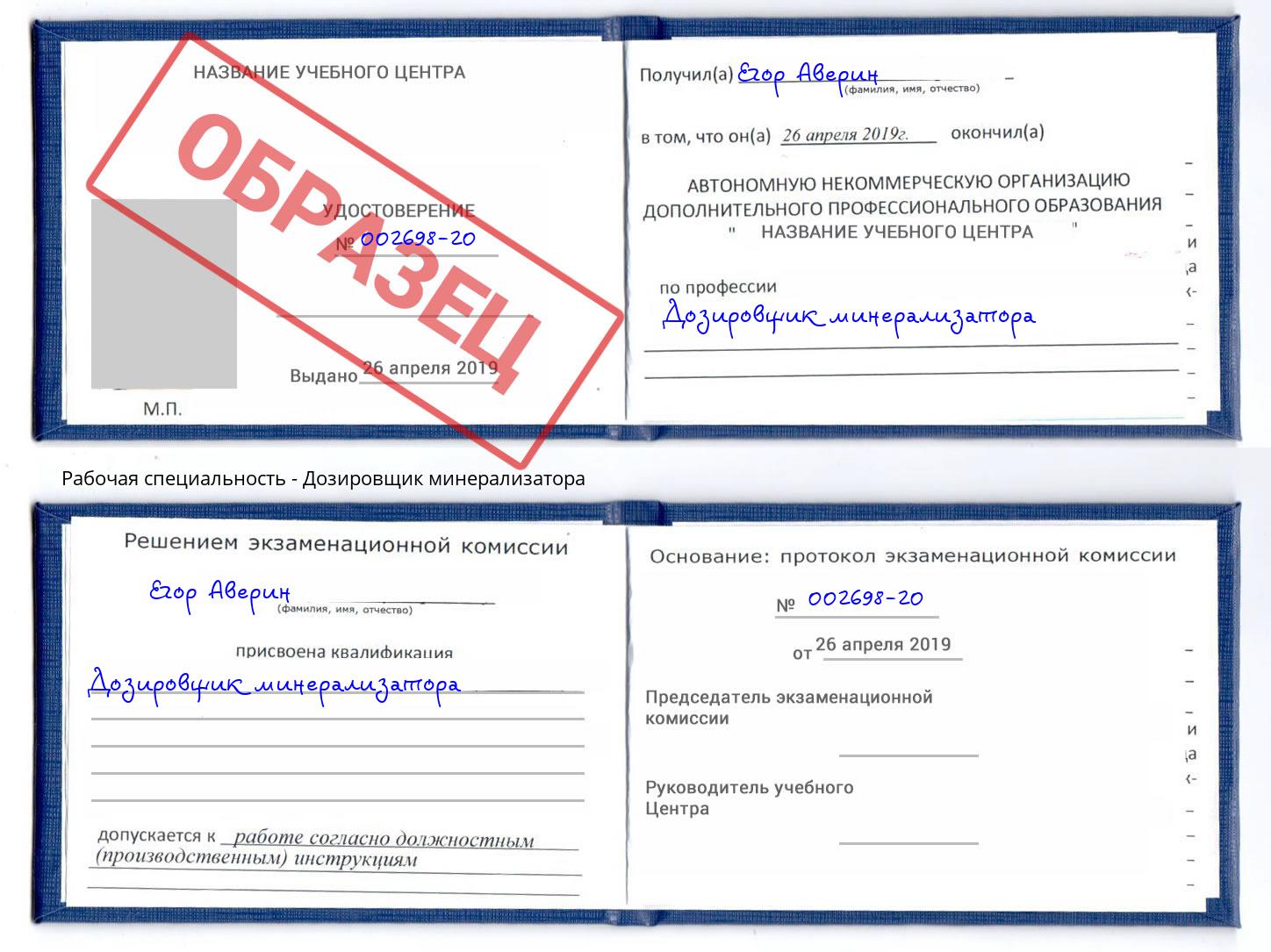 Дозировщик минерализатора Богданович
