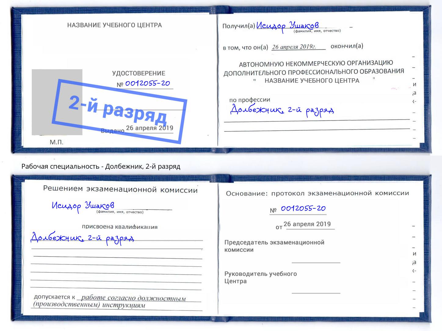 корочка 2-й разряд Долбежник Богданович