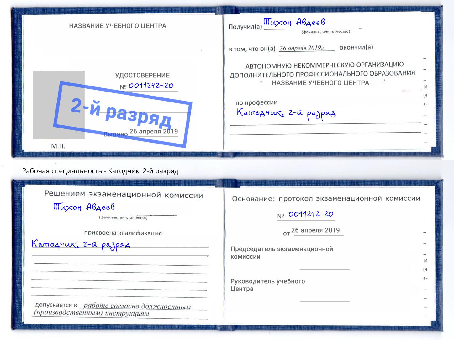 корочка 2-й разряд Катодчик Богданович