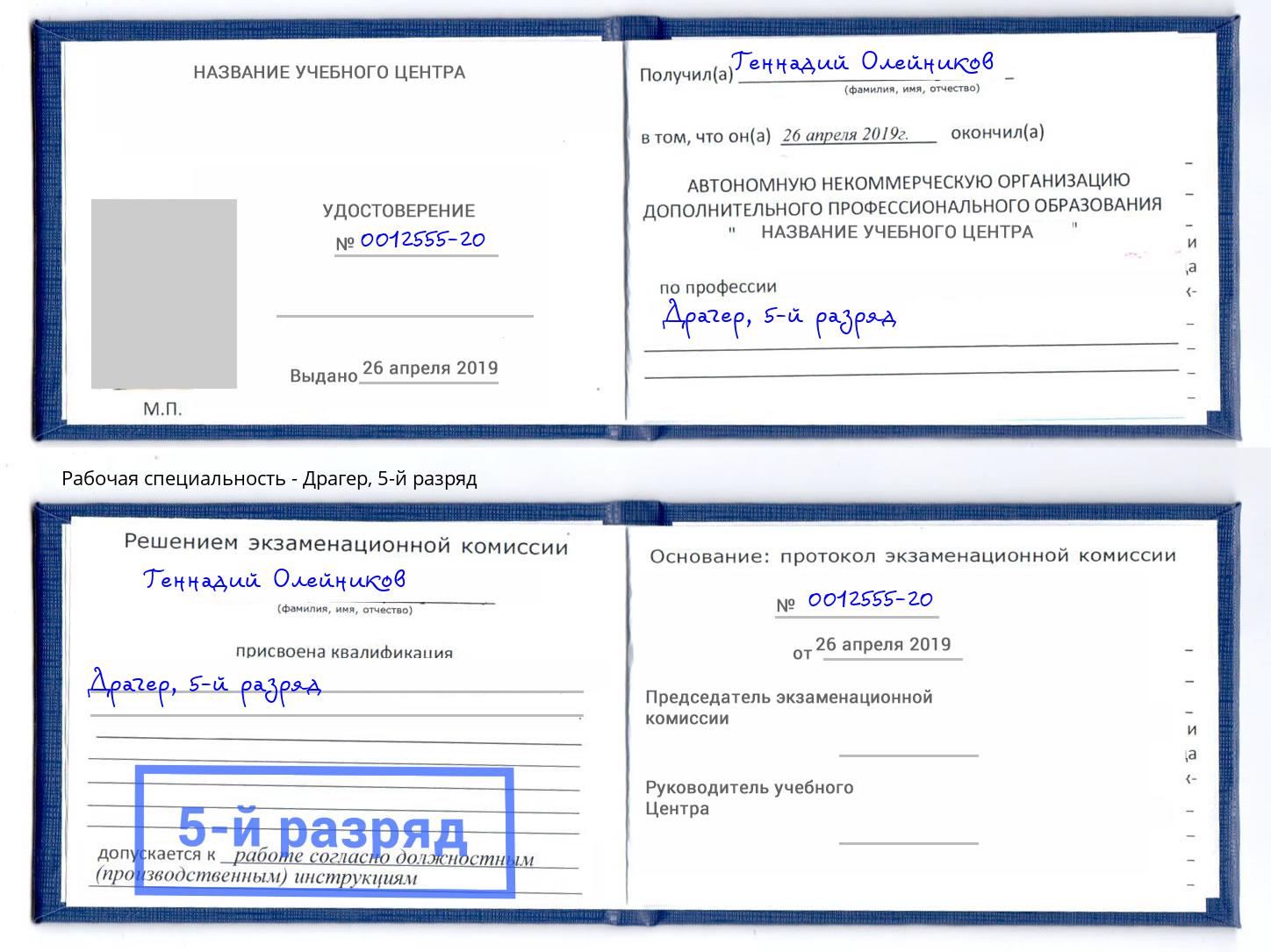 корочка 5-й разряд Драгер Богданович